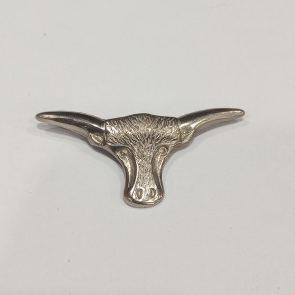 Vintage Silver Toned Tin Steer/Bull Head Clip - Picture 1 of 3